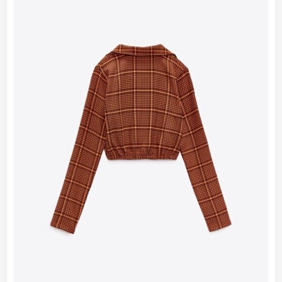 Zara Plaid Crop Shirt Size M - Picture 8 of 16